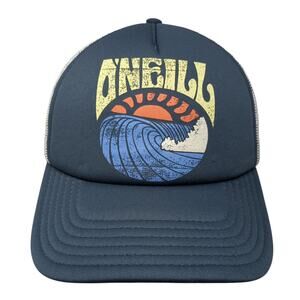 O'Neill Waves Snapback Trucker Hat Blue One Size Adjustable Mesh Back